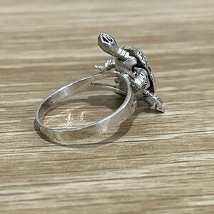Vintage Sterling Silver 925 Textured Movable Sea Turtle Tortoise Ring - Size 5.5